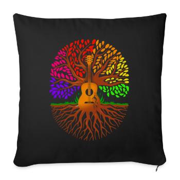 Yggdrasil Nature Musician Tree Of Life - Sofa pillowcase 17,3'' x 17,3'' (45 x 45 cm) - black - Front