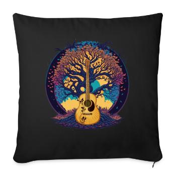 Yggdrasil Nature Musician Tree Of Life - Sofa pillowcase 17,3'' x 17,3'' (45 x 45 cm) - black - Front