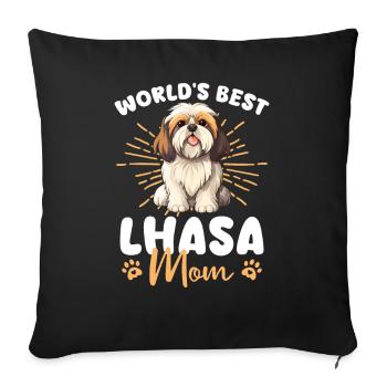 Lhasa Apso Groovy Lhasa Mom - Sofakissenbezug 45 x 45 cm - Schwarz - Vorne
