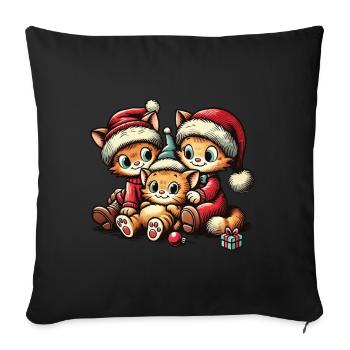 Cute Cats Christmas Retro Style - Sofa pillowcase 17,3'' x 17,3'' (45 x 45 cm) - black - Front