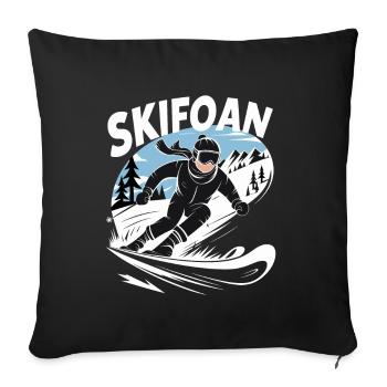 Skifoan - Ski autrichien - Housse de coussin décorative 45 x 45 cm - noir - Devant