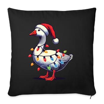 Oie de Noël drôle et maladroite - Housse de coussin décorative 45 x 45 cm - noir - Devant