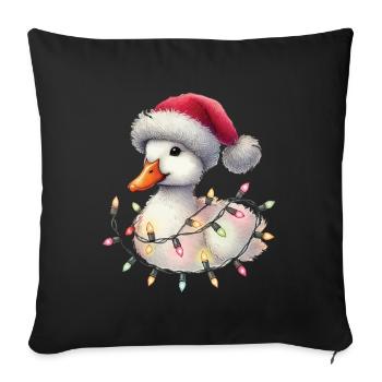 Chapeau de fées de Noël canard drôle - Housse de coussin décorative 45 x 45 cm - noir - Devant