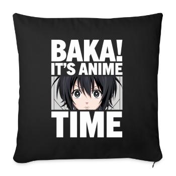 Baka! C’est l’heure de l’anime - Conception d’anime amusante - Housse de coussin décorative 45 x 45 cm - noir - Devant