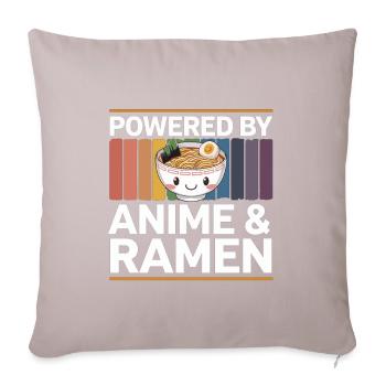 Powered by Anime & Ramen – Funny Otaku Design - Sofa pillowcase 17,3'' x 17,3'' (45 x 45 cm) - light taupe - Front