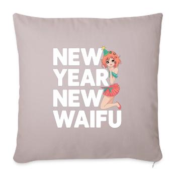New Year New Waifu – Funny Anime Otaku Design - Sofa pillowcase 17,3'' x 17,3'' (45 x 45 cm) - light taupe - Front