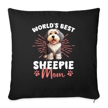Old English Sheepdog Groovy Sheepie Mom - Sofa pillowcase 17,3'' x 17,3'' (45 x 45 cm) - black - Front