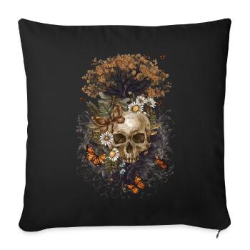 Yggdrasil Floral Butterfly Tree Of Life - Sofa pillowcase 17,3'' x 17,3'' (45 x 45 cm) - black - Front