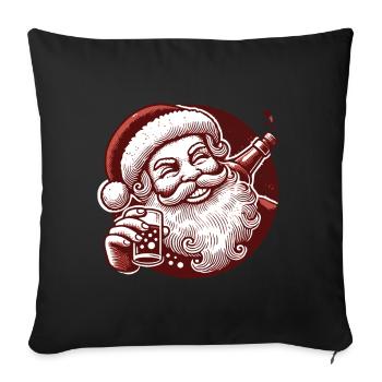 Le Père Noël aime l’alcool Fête de Noël Fun - Housse de coussin décorative 45 x 45 cm - noir - Devant