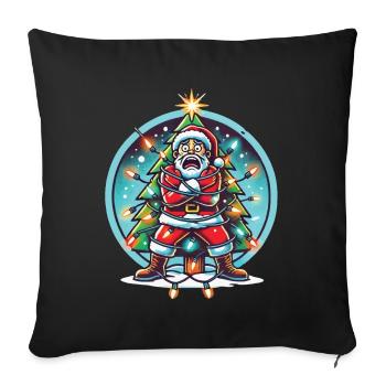 Amusement de l’électrocution de Noël avec le Père Noël - Housse de coussin décorative 45 x 45 cm - noir - Devant