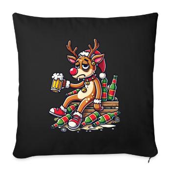 Renne drôle avec beaucoup de bière pour les amateurs de bière - Housse de coussin décorative 45 x 45 cm - noir - Devant