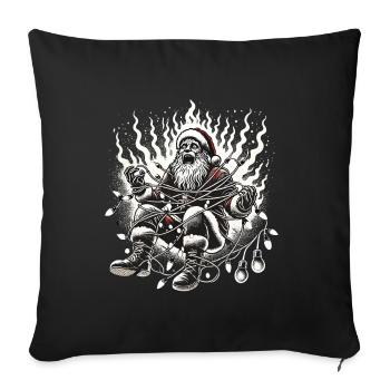 Père Noël choc électrique design humoristique - Housse de coussin décorative 45 x 45 cm - noir - Devant