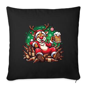Plaisir de Noël de renne amusant pour les amateurs de bière - Housse de coussin décorative 45 x 45 cm - noir - Devant