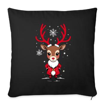 Christmas reindeer with snow - Sofa pillowcase 17,3'' x 17,3'' (45 x 45 cm) - black - Front
