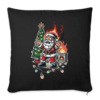 Père Noël choc électrique chaos dessin animé design - Housse de coussin décorative 45 x 45 cm - noir - Devant