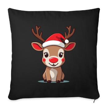 Merry Reindeer Christmas Picture - Sofa pillowcase 17,3'' x 17,3'' (45 x 45 cm) - black - Front