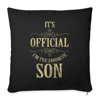 C'est officiel, je suis le fils préféré - Housse de coussin décorative 45 x 45 cm - noir - Devant