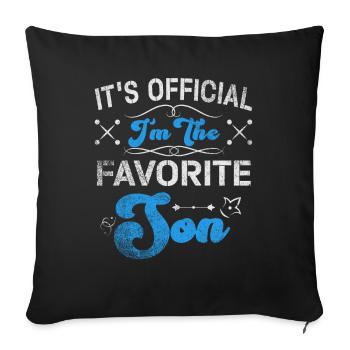 C'est officiel, je suis le fils préféré - Housse de coussin décorative 45 x 45 cm - noir - Devant