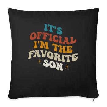 C'est officiel, je suis le fils préféré - Housse de coussin décorative 45 x 45 cm - noir - Devant