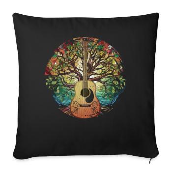 Yggdrasil Nature Musician Tree Of Life - Sofa pillowcase 17,3'' x 17,3'' (45 x 45 cm) - black - Front
