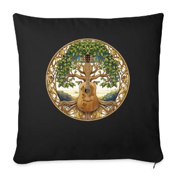 Yggdrasil Nature Musician Tree Of Life - Sofa pillowcase 17,3'' x 17,3'' (45 x 45 cm) - black - Front