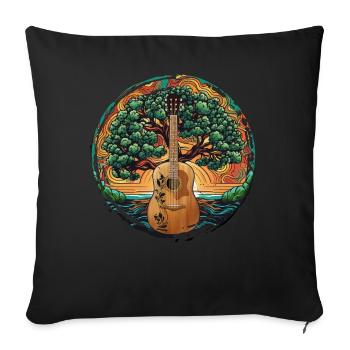 Yggdrasil Musicien de la nature Arbre de vie - Housse de coussin décorative 45 x 45 cm - noir - Devant