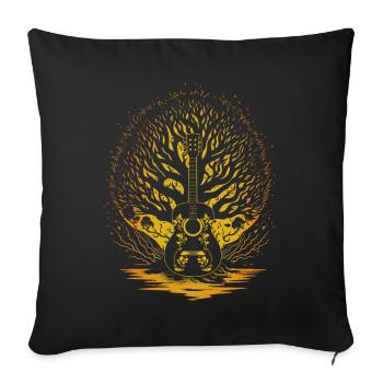 Yggdrasil Musicien de la nature Arbre de vie - Housse de coussin décorative 45 x 45 cm - noir - Devant