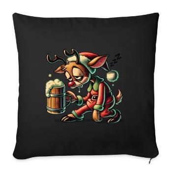 Renne drôle pour la fête des amateurs de bière - Housse de coussin décorative 45 x 45 cm - noir - Devant