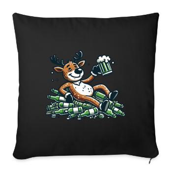 Renne de Noël amusant pour les amateurs de bière - Housse de coussin décorative 45 x 45 cm - noir - Devant