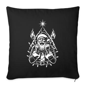Père Noël choc électrique style humoristique - Housse de coussin décorative 45 x 45 cm - noir - Devant