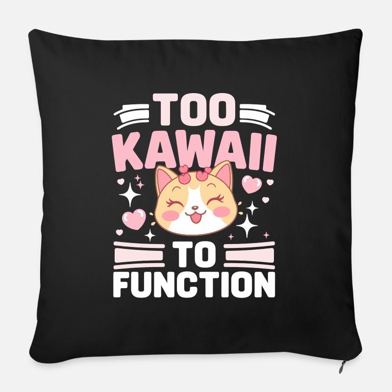 Süßes Anime Katzen Design - Sofakissenbezug 45 x 45 cm - Schwarz