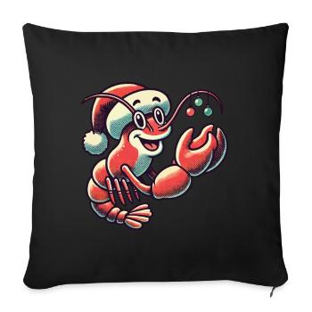 Homard de Noël avec chapeau - Housse de coussin décorative 45 x 45 cm - noir - Devant