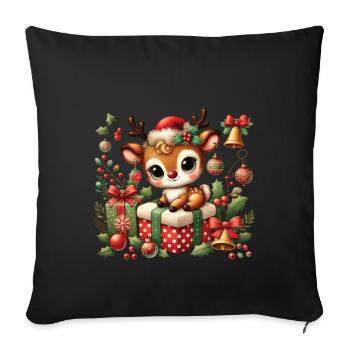 Cute reindeer with Christmas decoration - Sofa pillowcase 17,3'' x 17,3'' (45 x 45 cm) - black - Front