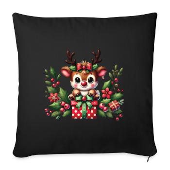 Christmas reindeer fun with gifts - Sofa pillowcase 17,3'' x 17,3'' (45 x 45 cm) - black - Front