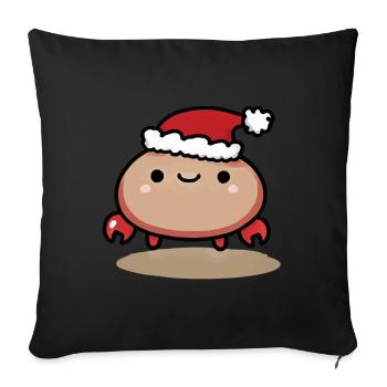 Niedliche Weihnachtskrabbe Mit Mütze - Sofakissenbezug 45 x 45 cm - Schwarz - Vorne