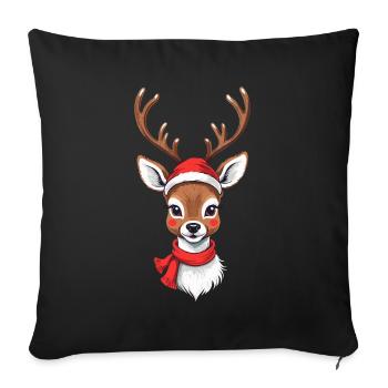 Merry Christmas reindeer with cap - Sofa pillowcase 17,3'' x 17,3'' (45 x 45 cm) - black - Front
