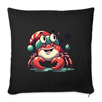 Weihnachtliche Krabbe Freude Mit Mütze - Sofakissenbezug 45 x 45 cm - Schwarz - Vorne