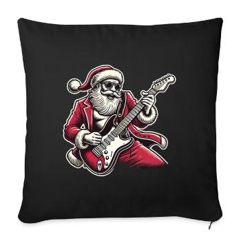 Bercement du Père Noël à la guitare électrique - Housse de coussin décorative 45 x 45 cm - noir - Devant