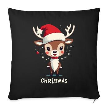 Cute Reindeer Christmas Design - Sofa pillowcase 17,3'' x 17,3'' (45 x 45 cm) - black - Front