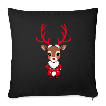 Christmas Reindeer with Santa Outfit - Sofa pillowcase 17,3'' x 17,3'' (45 x 45 cm) - black - Front