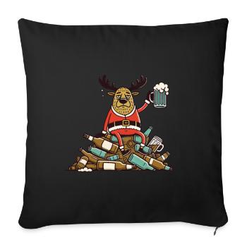 Drôle de bière renne amateur de bière de Noël - Housse de coussin décorative 45 x 45 cm - noir - Devant