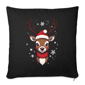 Merry Reindeer Christmas Motif - Sofa pillowcase 17,3'' x 17,3'' (45 x 45 cm) - black - Front