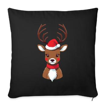 Christmas reindeer with cap - Sofa pillowcase 17,3'' x 17,3'' (45 x 45 cm) - black - Front