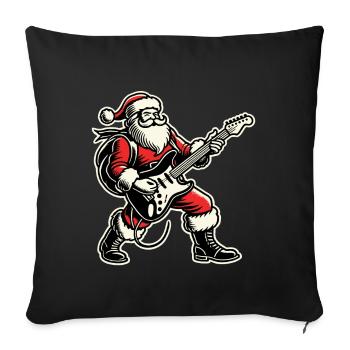 Christmas skirt Santa with guitar - Sofa pillowcase 17,3'' x 17,3'' (45 x 45 cm) - black - Front