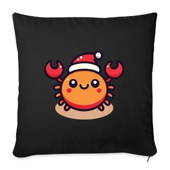 Fröhliche Krabbe Mit Weihnachtsmütze - Sofakissenbezug 45 x 45 cm - Schwarz - Vorne
