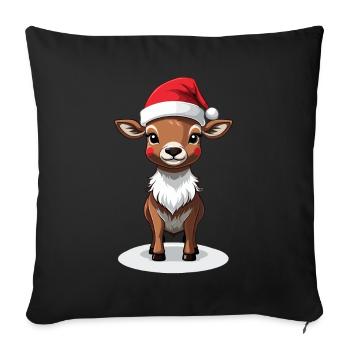 Christmas reindeer with cap - Sofa pillowcase 17,3'' x 17,3'' (45 x 45 cm) - black - Front