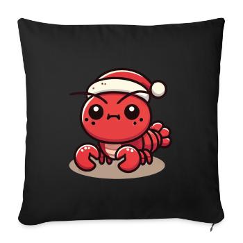 Cute Christmas crab with hat - Sofa pillowcase 17,3'' x 17,3'' (45 x 45 cm) - black - Front