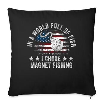 Neodymium Magnet Fishing Magnetic Fisher - Sofa pillowcase 17,3'' x 17,3'' (45 x 45 cm) - black - Front