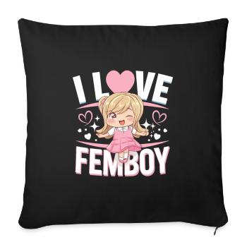 I Love Femboy - Idée de cadeau amusante pour les fans d’anime - Housse de coussin décorative 45 x 45 cm - noir - Devant