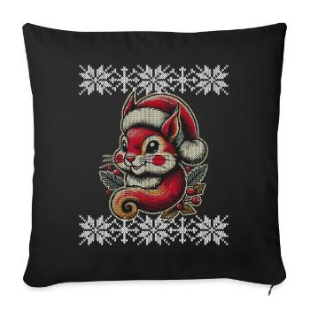 Christmas Squirrel Motif Knitted Look - Sofa pillowcase 17,3'' x 17,3'' (45 x 45 cm) - black - Front